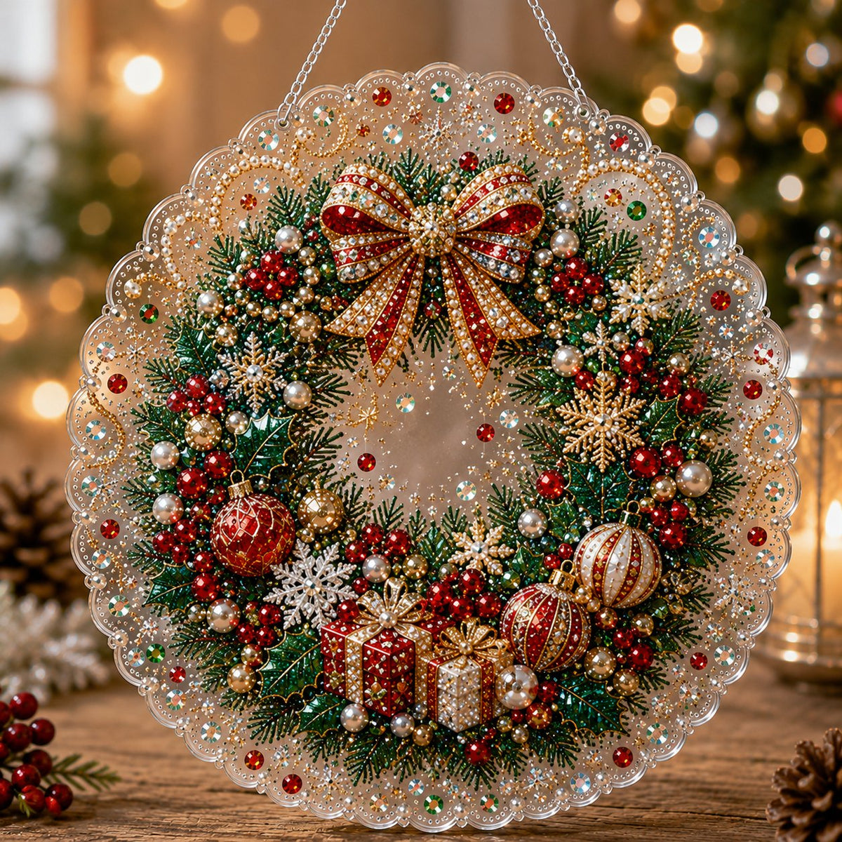 Weihnachts-Perlen-Diamond-Art-Hängeornament-Set