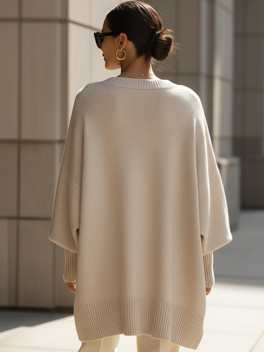 Oversized Draped Wide-Neck Pullover