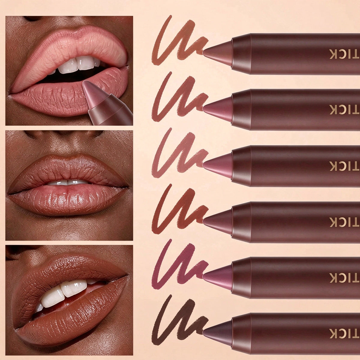 6er-Set langanhaltender matter brauner Lippenstift