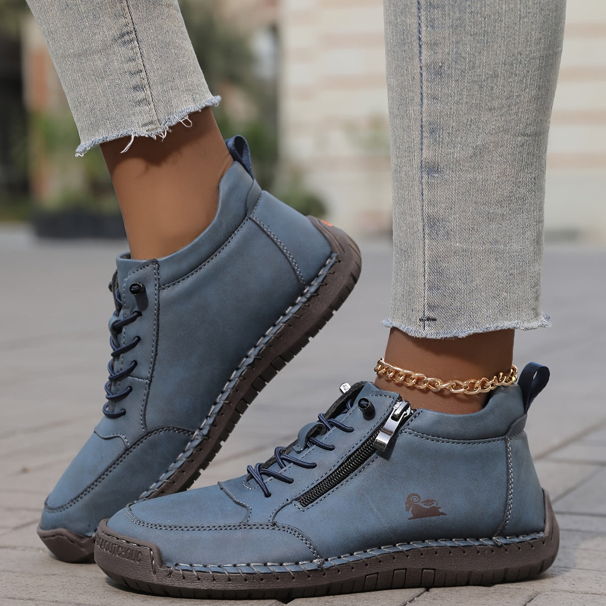 Damen Bequeme Schnür-Knöchel-Sneaker
