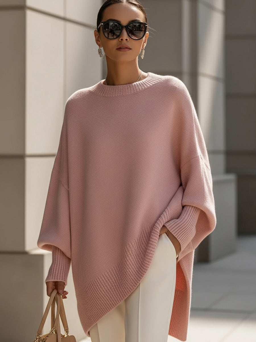 Oversized Draped Wide-Neck Pullover