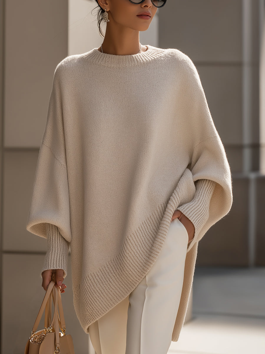 Oversized Draped Wide-Neck Pullover