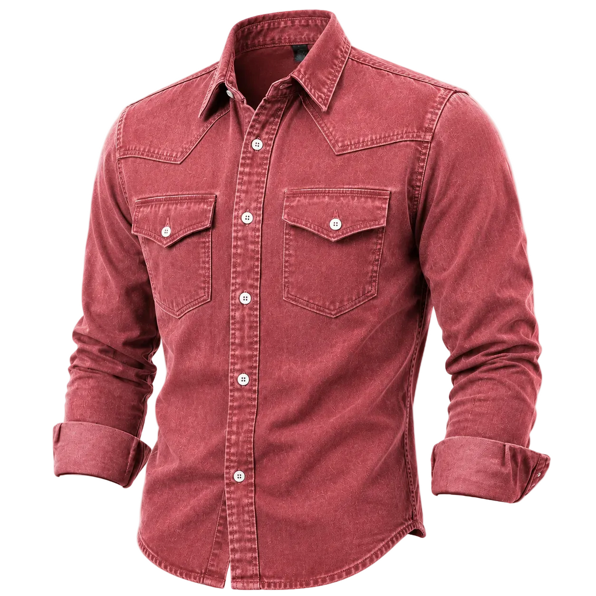 Vintage Washed Cotton Denim Arbeitshemd