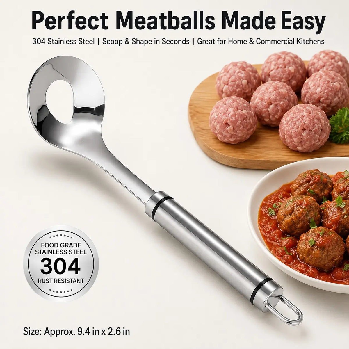 Edelstahl Fleischbällchen-Maker Löffel, Antihaft-Fleischbällchen Extrusionsschaufel