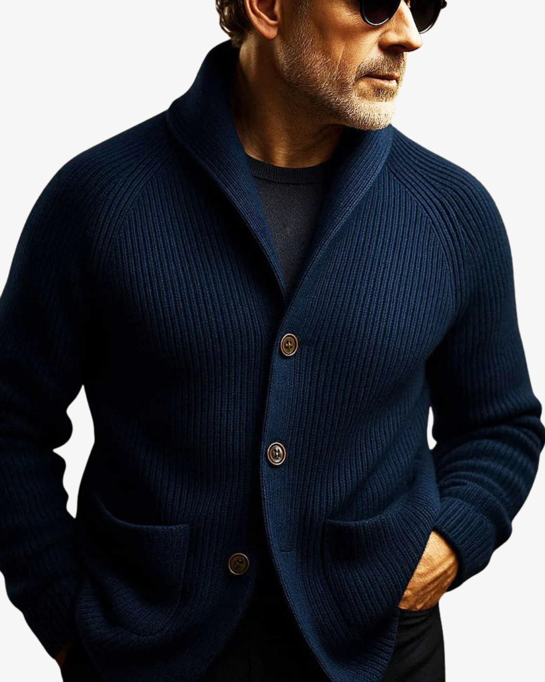 Elliot Taillierte Strick-Strickjacke mit Knopfleiste