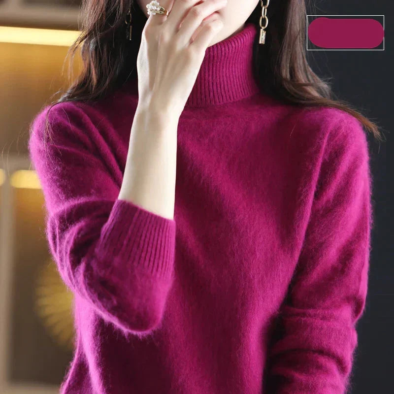 Hochgeschlossener Pullover aus 100% reinem Kaschmir für Herbst und Winter