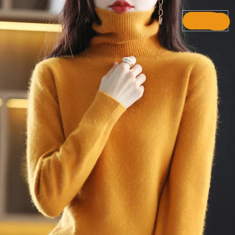 Hochgeschlossener Pullover aus 100% reinem Kaschmir für Herbst und Winter