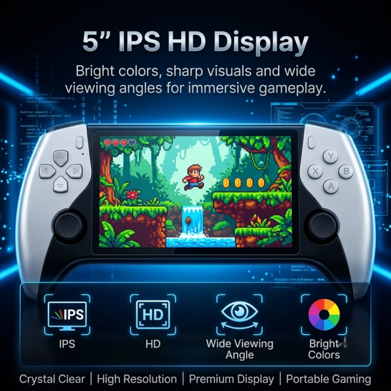 Retro Handheld-Spielekonsole mit HD 5-Zoll IPS-Bildschirm über 20.000 Spiele