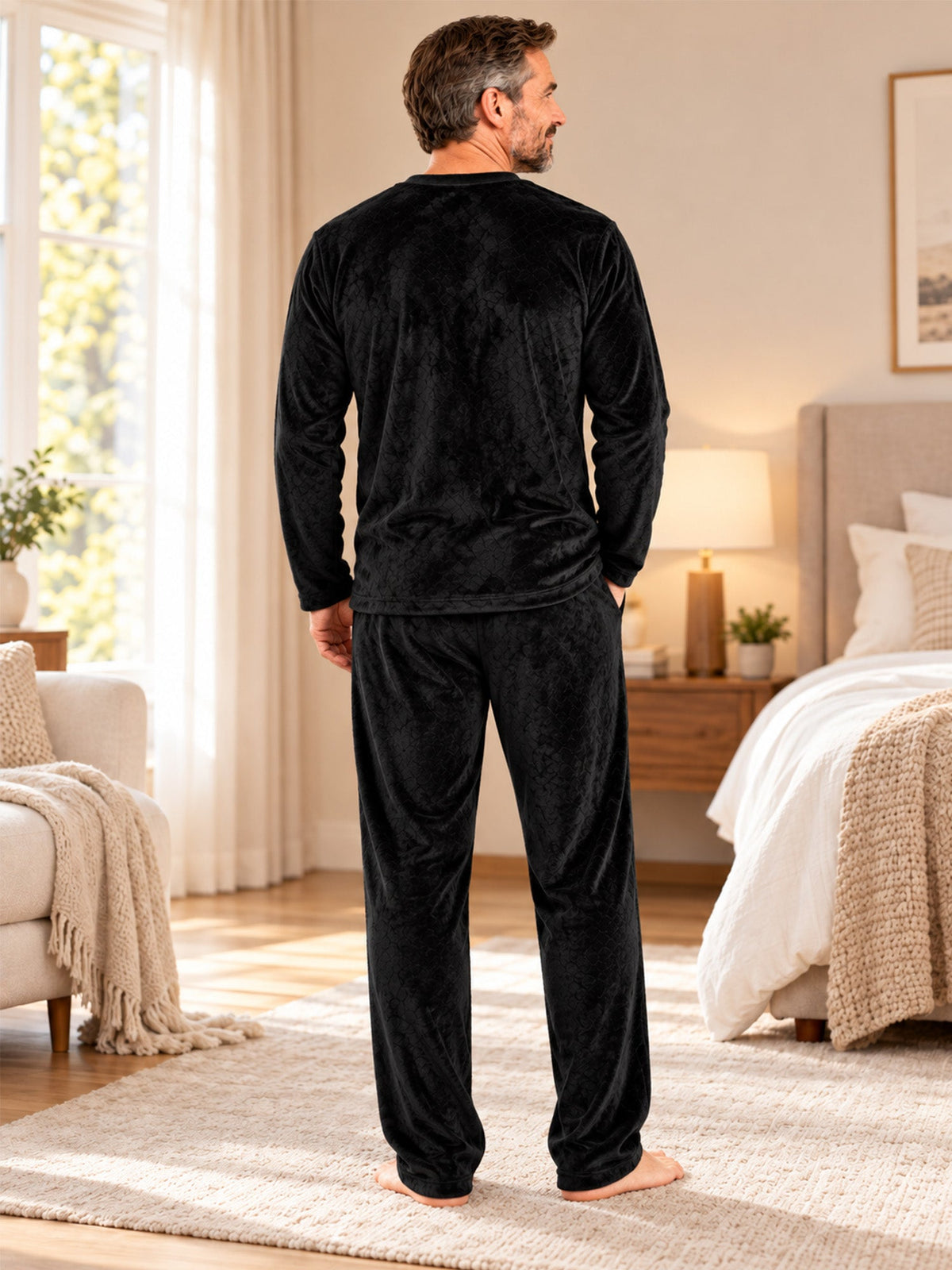 Herren Kuscheliges Thermo-Samt-Pyjama-Set