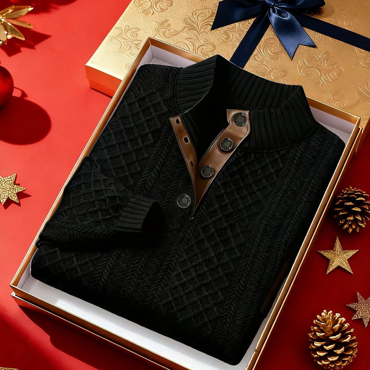 Strukturierter Pullover mit Stehkragen