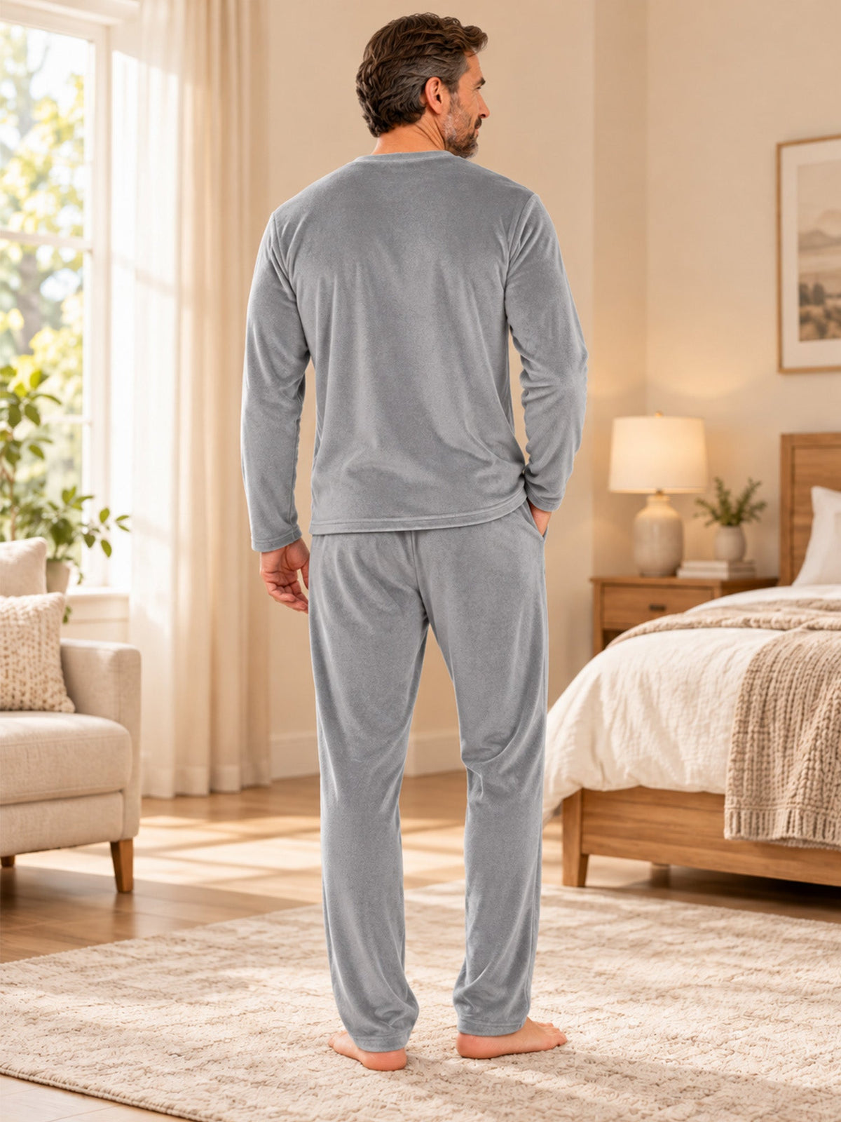 Herren Kuscheliges Thermo-Samt-Pyjama-Set
