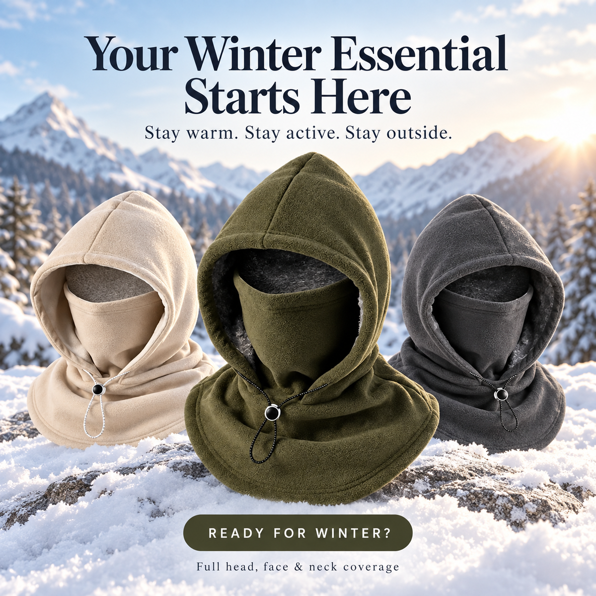 Fleece Sturmhaube – Vollständiger Gesichts- und Nackenschutz für den Winter bei Outdoor-Abenteuern