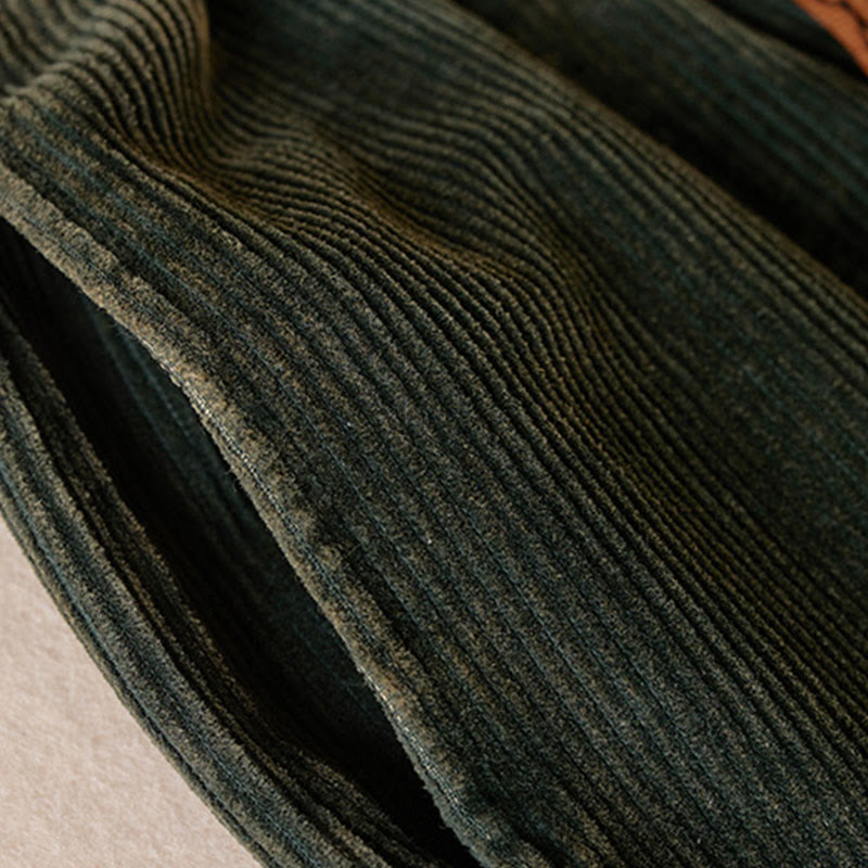 Cord-Baumwoll-Haremshose für Damen mit Farbkontrast, Thermo-Fleecefutter und Taschen