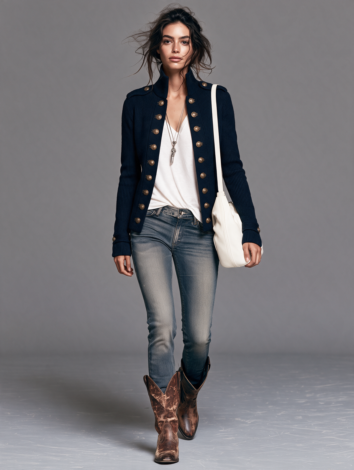 Vintage Cardigan für Damen mit dekorativen zweireihigen Knöpfen
