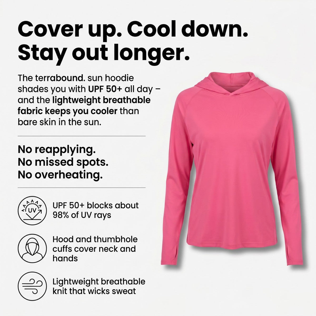 Damen-Sonnenschutz-Hoodie – UPF 50+ Leichtes Kapuzen-UV-Schutz-Oberteil
