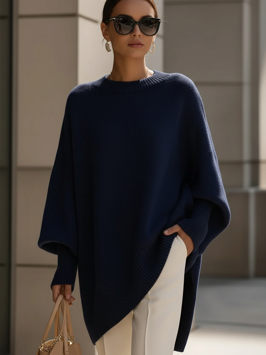 Oversized Draped Wide-Neck Pullover