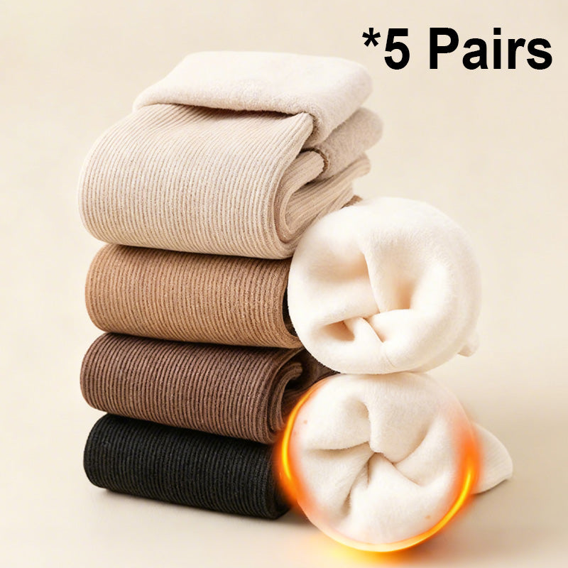 Dickere, warme einfarbige Socken für Damen, wadenlang