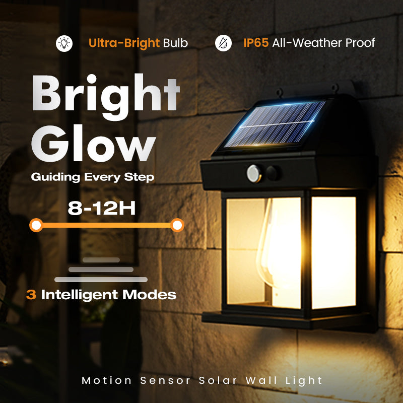 Solarbetriebenes Wandlicht mit Bewegungsmelder – wetterfest, automatisch ein/aus, einfach zu montieren für Garten und Wege
