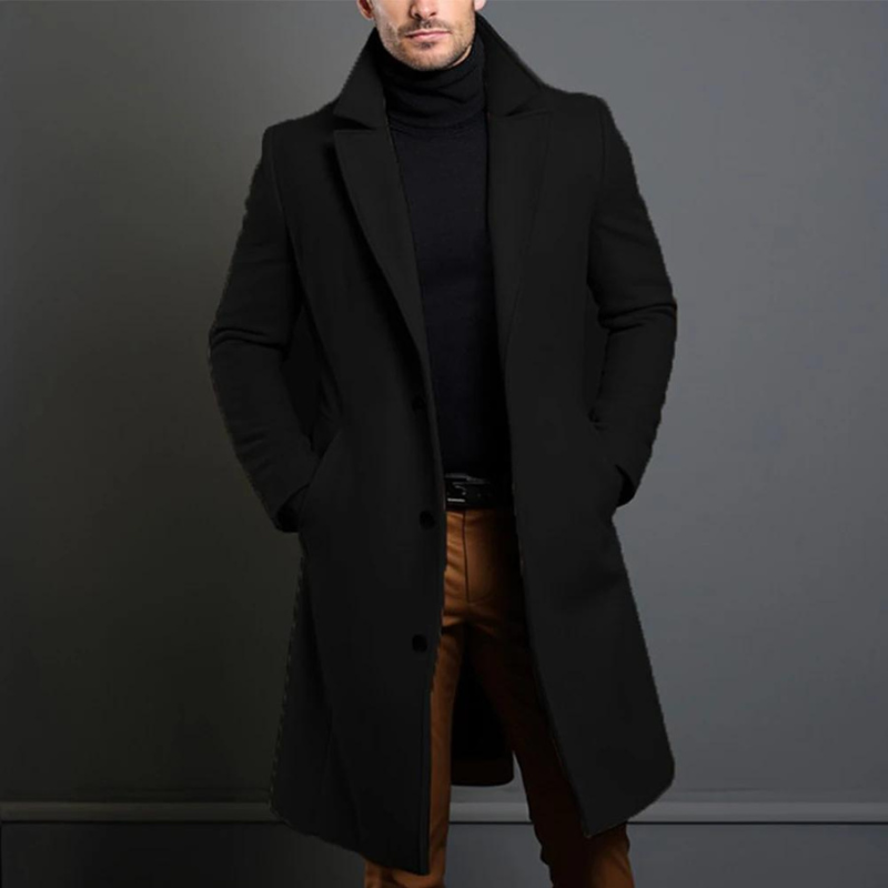 Herren Wollmantel – Taillierter Longline-Layer für Business und Winterkleidung