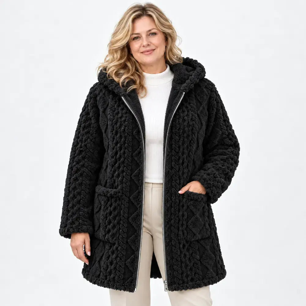 Beliebte Damen-Strickjacke mit Reißverschluss, glatt und flauschig, wendbar, lässiger Stil, ideal für Herbst und Winter