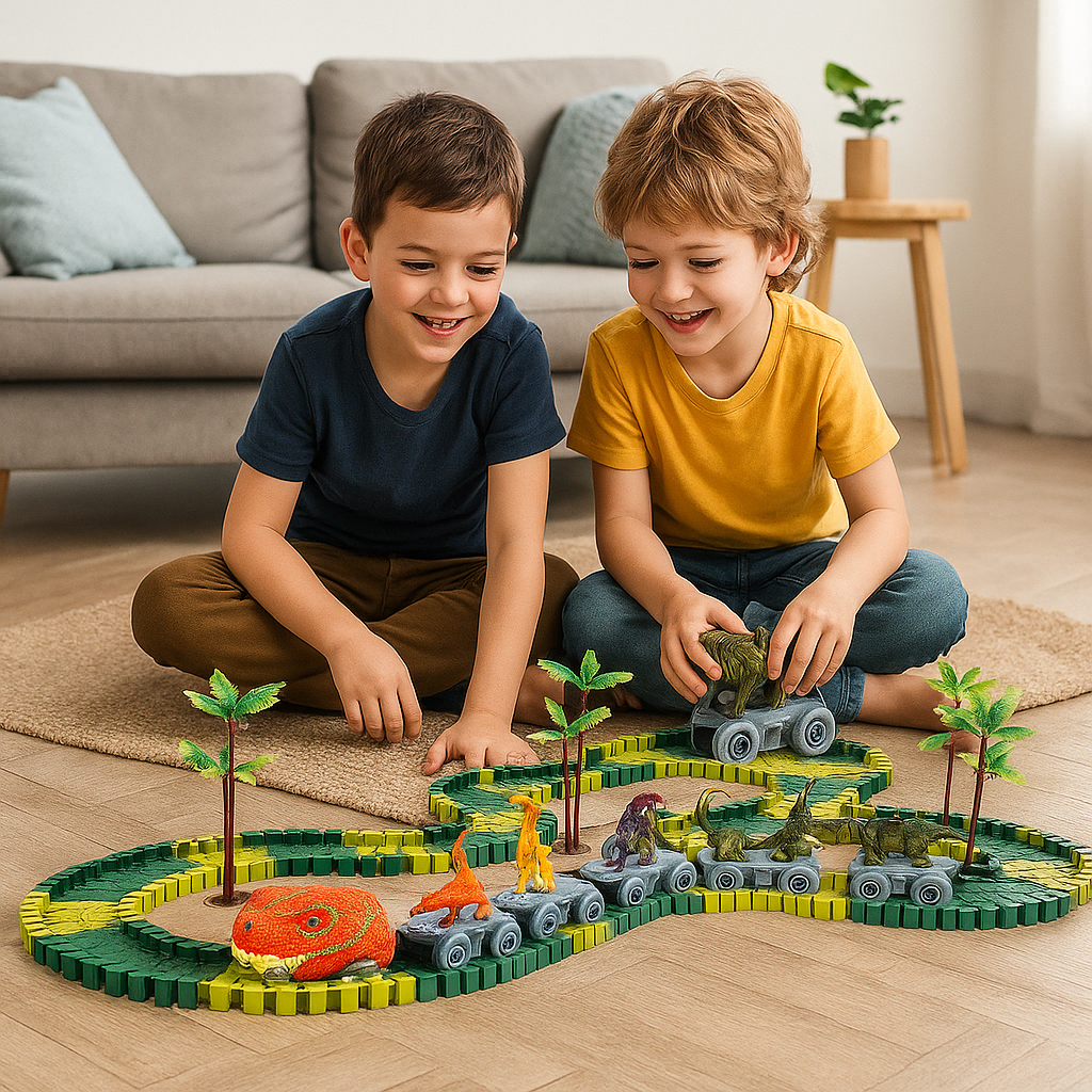 Dinosaur Track Adventure – Flexible Rennbahn mit leuchtender Lok