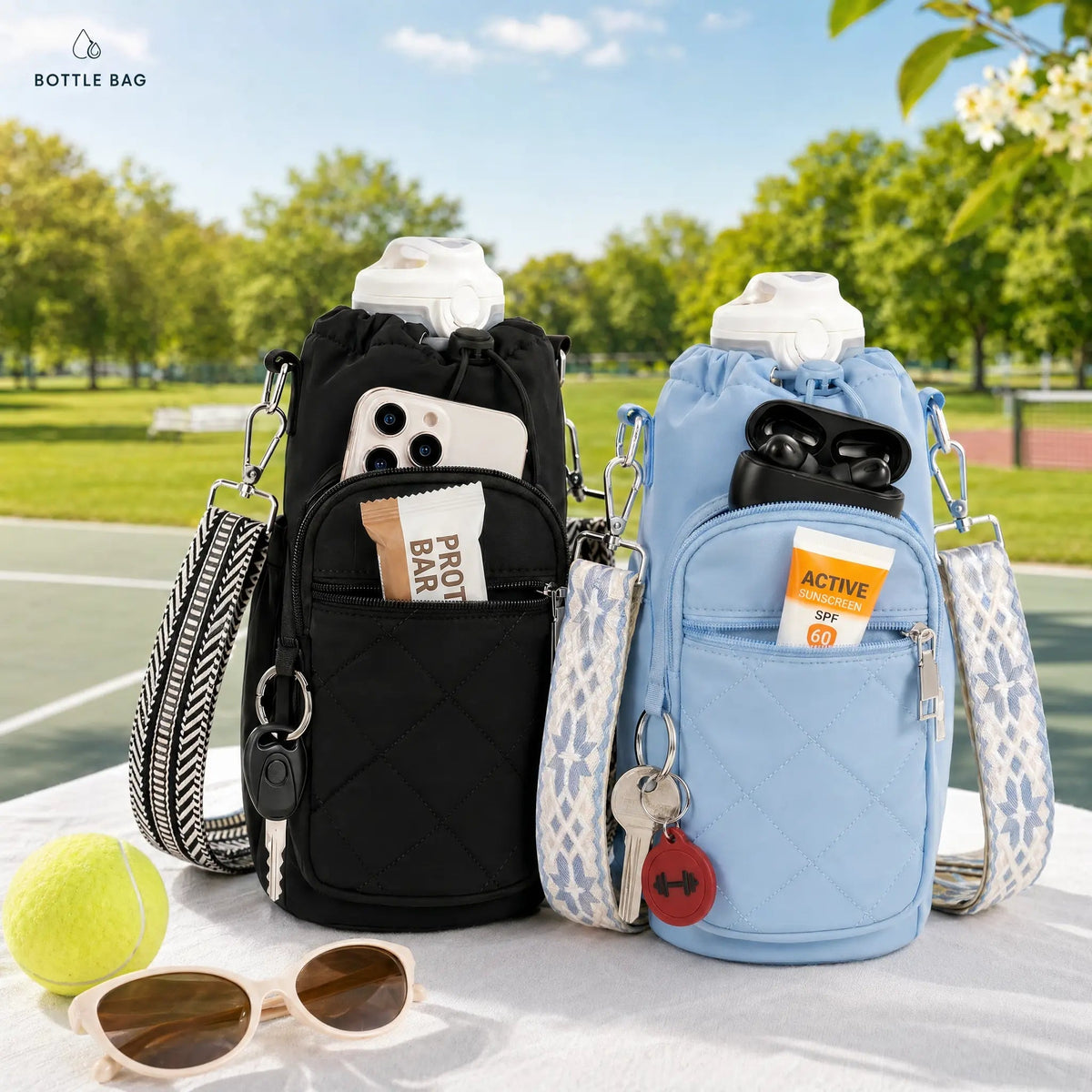 Wasserflaschen-Umhängetasche, Isolierte Wasserflaschen-Tasche Crossbody Wasserflasche Halter mit Gurt