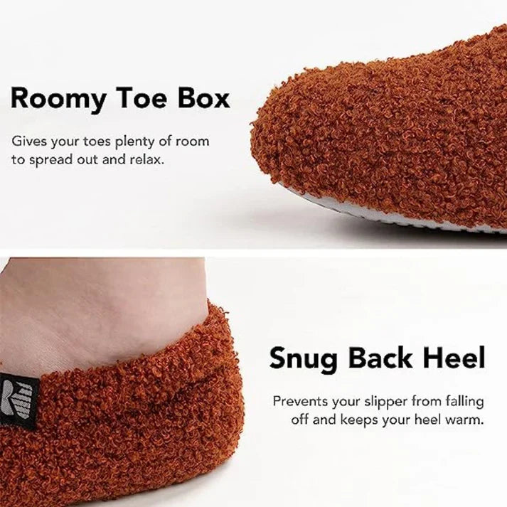 Sherpa-Fleece-Hausschuh mit Memory-Foam-Fußbett und Gummisohle, maschinenwaschbar