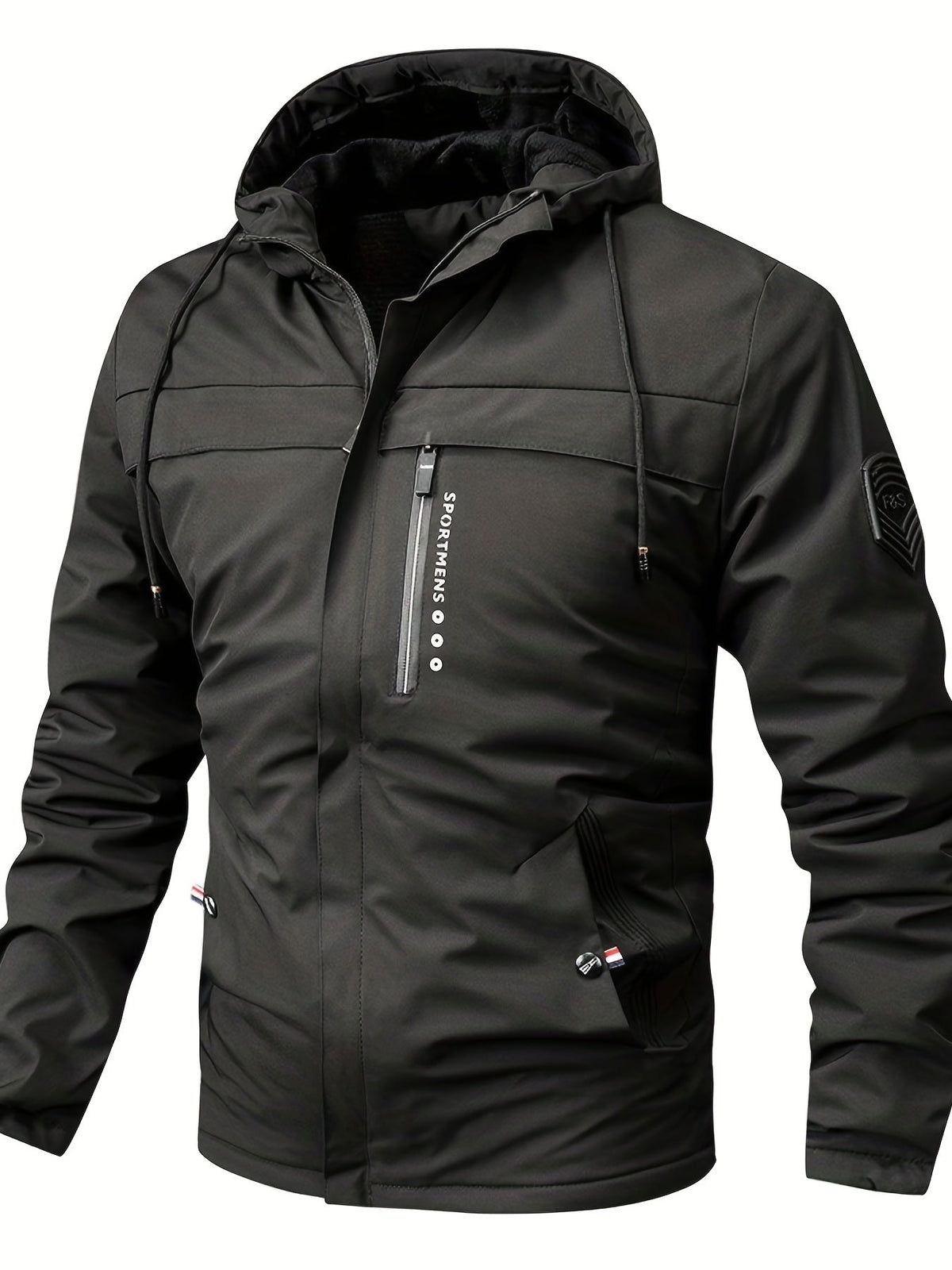Herrenjacke mit Kapuze aus warmer Wolle Winterjacke für Outdoor-Aktivitäten Wasserdichte Jacke