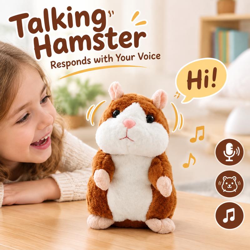 Sprechender Hamster Plüschtier – wiederholt alles, was Sie sagen, automatisches Kopfschütteln, lustiger Spaß für Kinder & Erwachsene