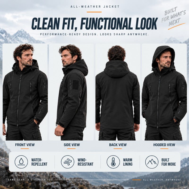 Herren Wasserdichte Isolierte Outdoor-Jacke für Wind und Regen