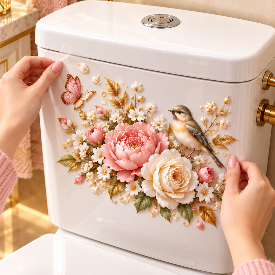 Tier- & Blumen-WC-Aufkleber – 5 charmante Designs für elegante Badezimmerdekoration