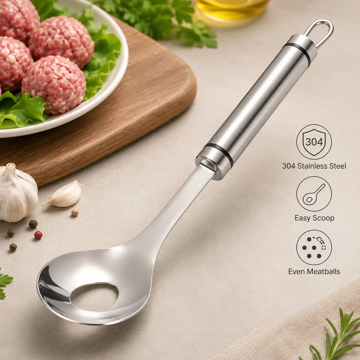 Edelstahl Fleischbällchen-Maker Löffel, Antihaft-Fleischbällchen Extrusionsschaufel