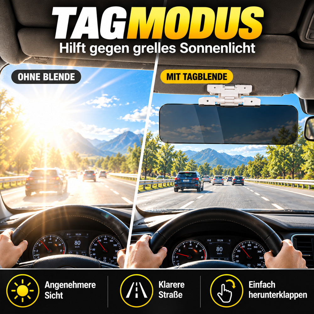 Universelle HD-Antiblend-Sonnenblende fürs Auto – Tag und Nacht