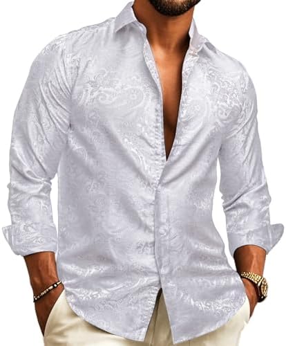 Herren Paisley-Jacquard-Hemd – Raffinierter Langarmstil für Hochzeiten und Abendgarderobe