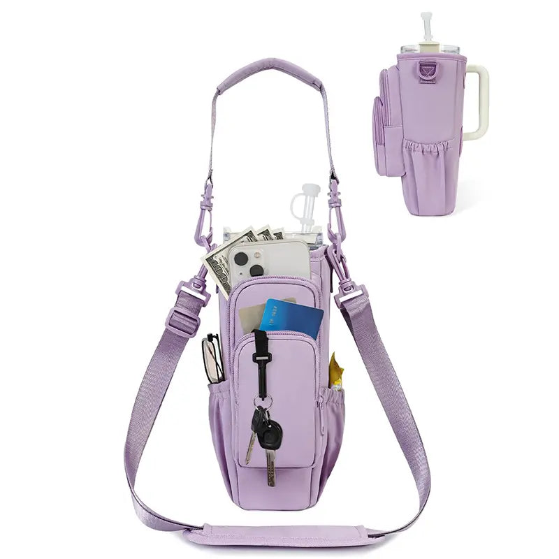 Wasserflaschen-Umhängetasche, Isolierte Wasserflaschen-Tasche Crossbody Wasserflasche Halter mit Gurt