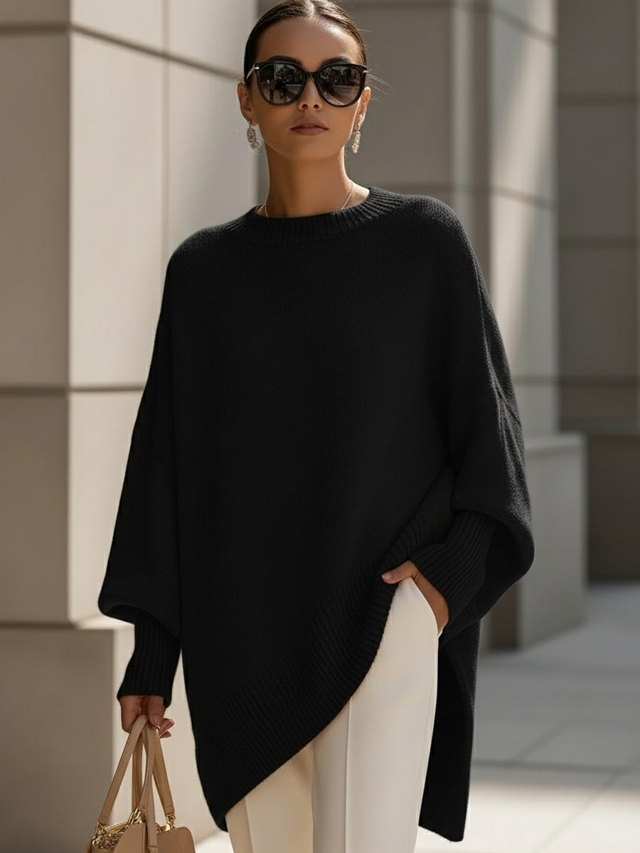 Oversized Draped Wide-Neck Pullover