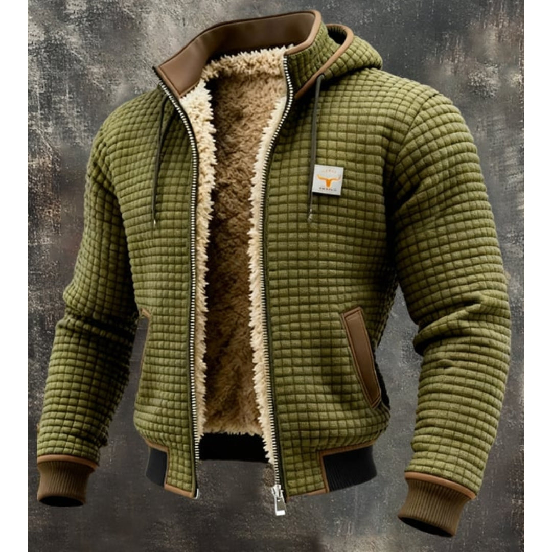 Herren Thermische Fleece Winterjacke – Gesteppte Kapuzen-Zip-Jacke mit Sherpa-Futter und windabweisender Oberfläche