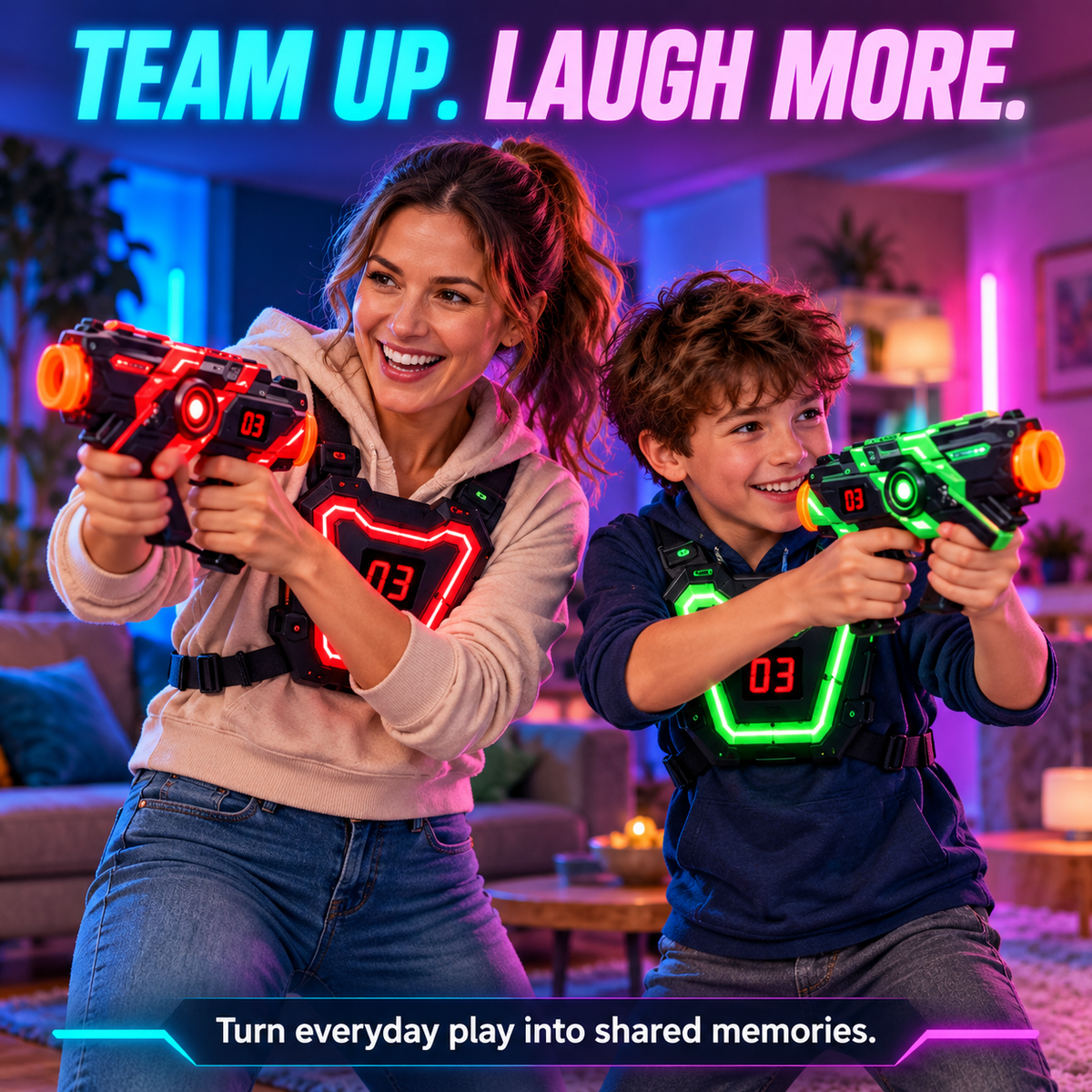 Infrarot-Lasertag-Kampfset – Neon-Blaster & Brustziele