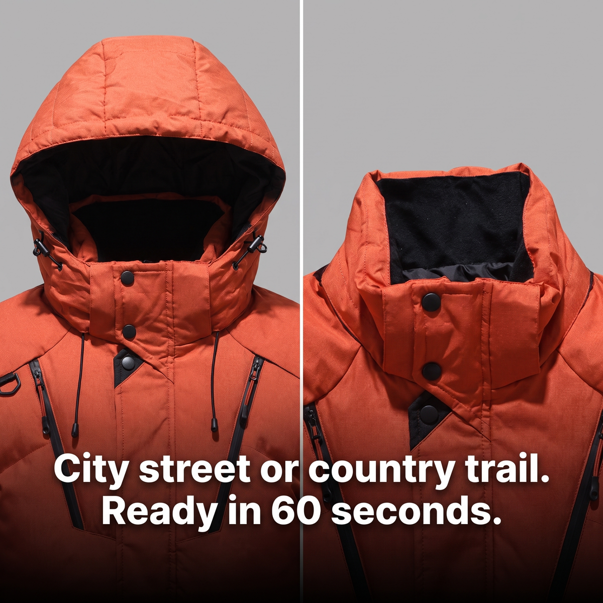 Herren-Pufferjacke - 7-Taschen-Daunenjacke mit Kapuze für den Winter