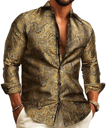 Herren Paisley-Jacquard-Hemd – Raffinierter Langarmstil für Hochzeiten und Abendgarderobe