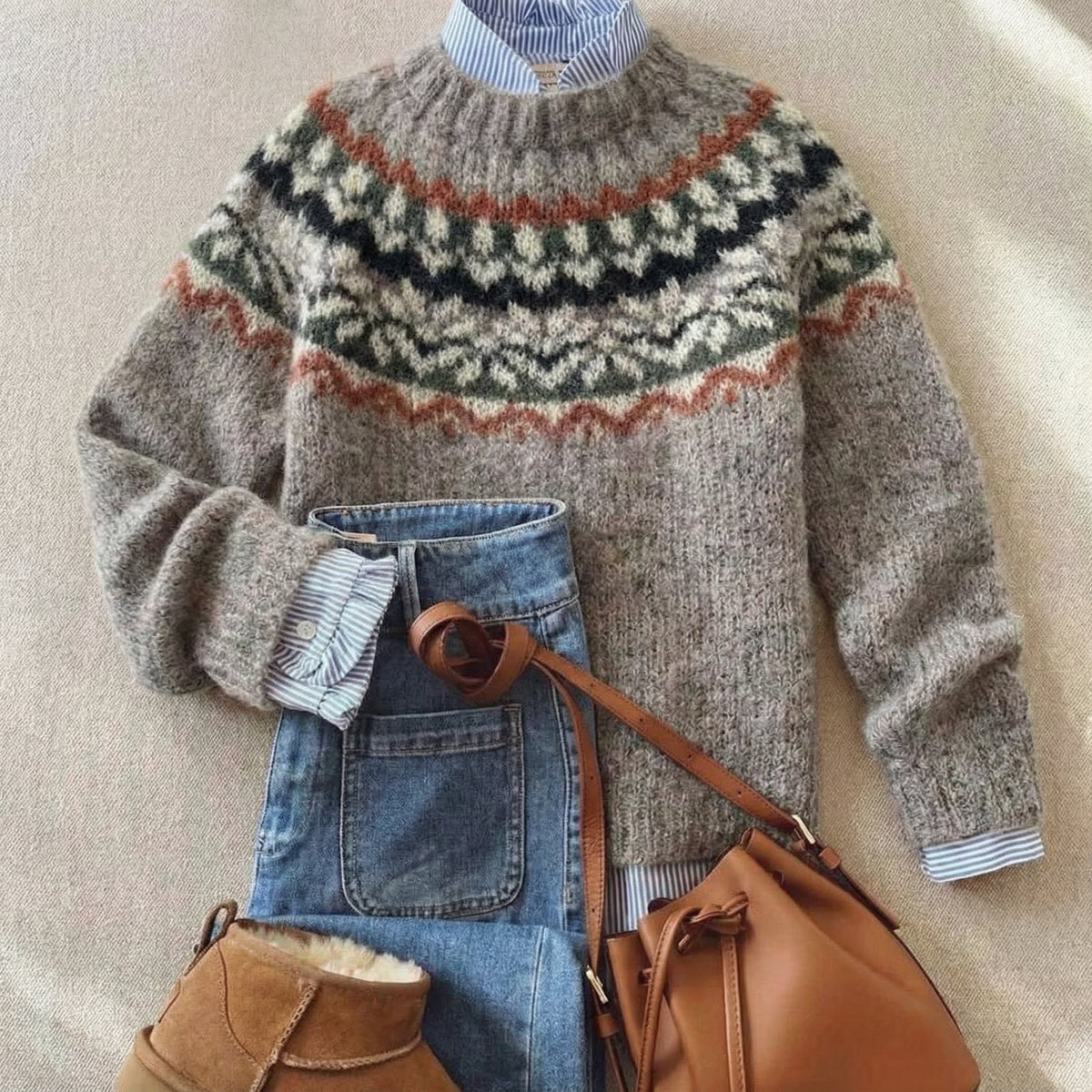 Eleanor Klassischer nordischer Erbe Strickpullover