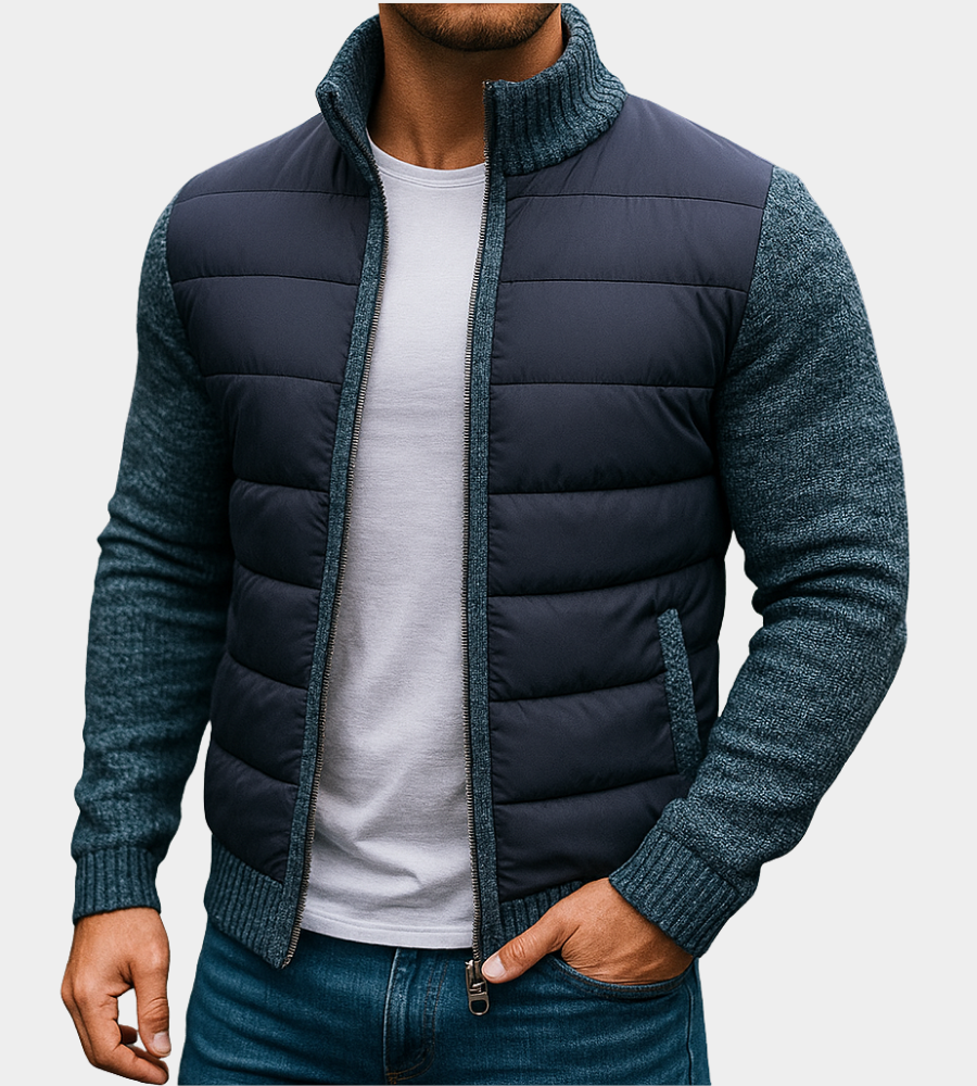 Jacke mit Steppfront und Strickärmeln
