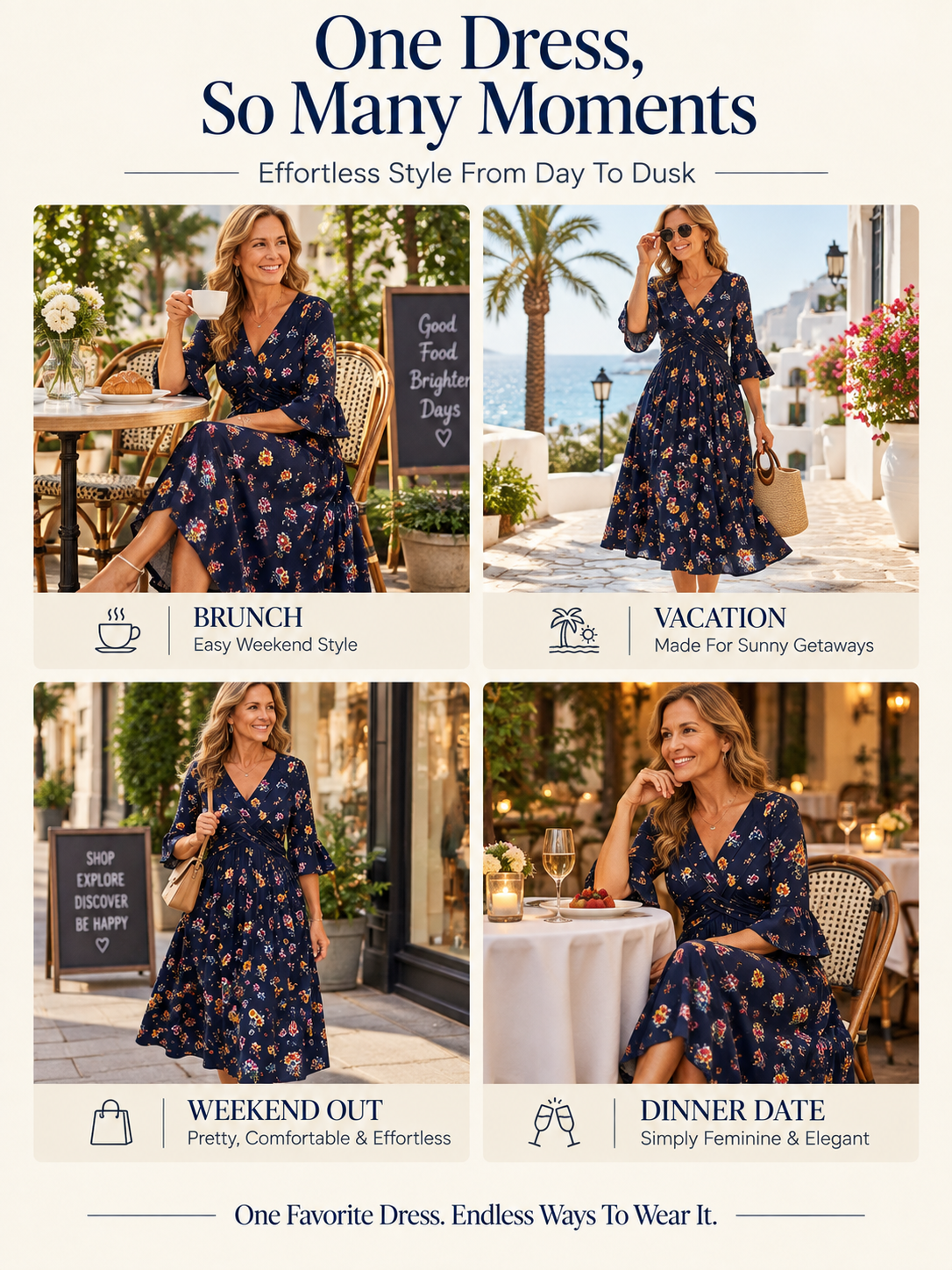 Wickelkleid mit Bindeband in der Taille und Taschen, Midi-Länge