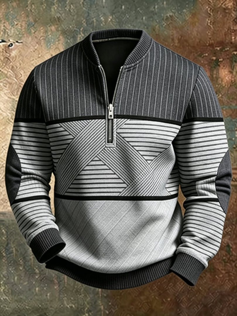 Stilvoller Herrenpullover mit kurzem Reißverschluss