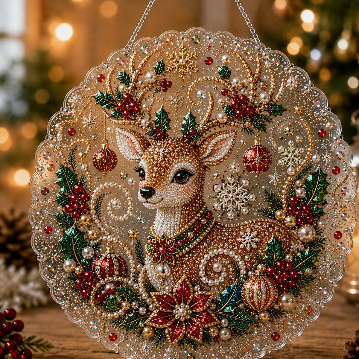 Weihnachts-Perlen-Diamond-Art-Hängeornament-Set