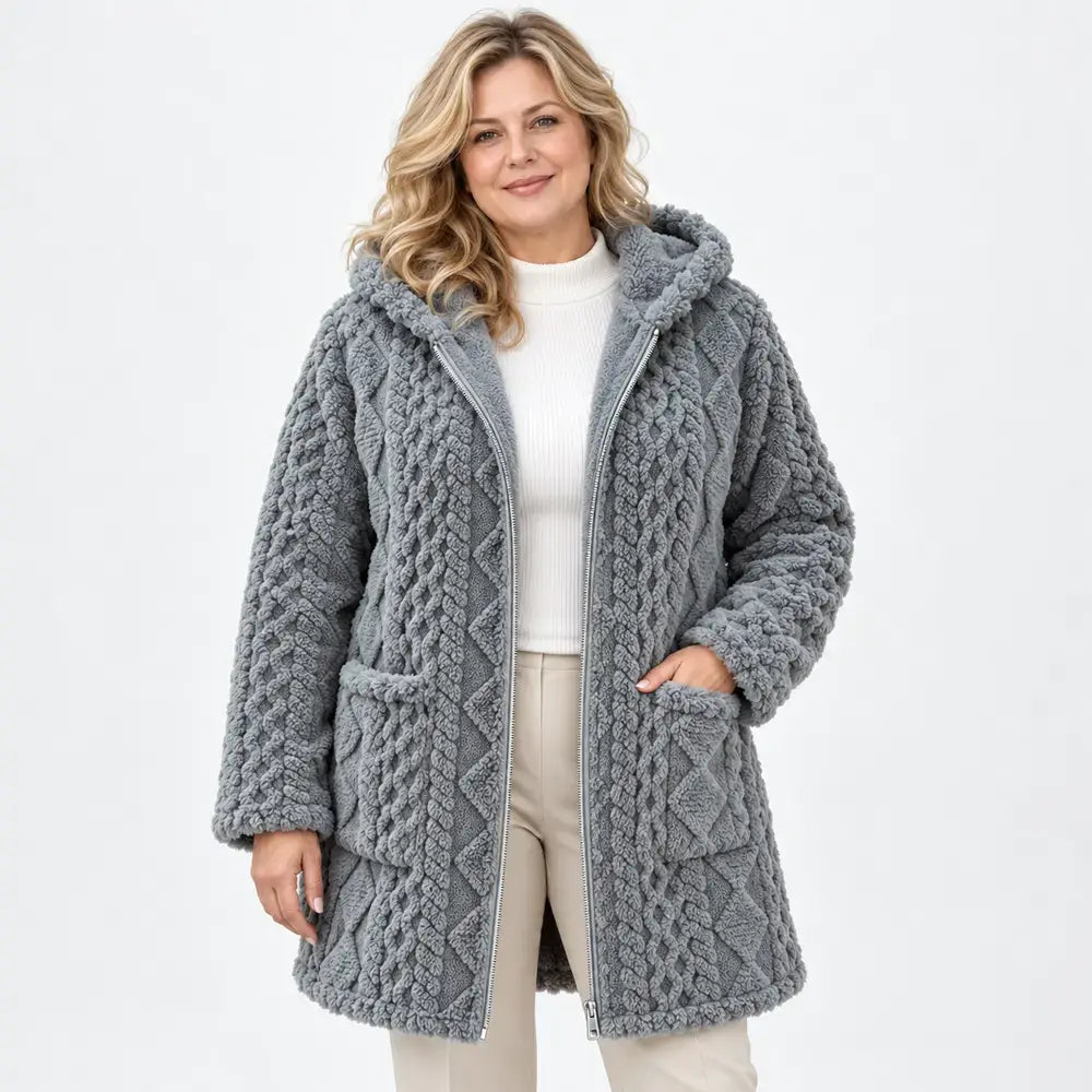 Beliebte Damen-Strickjacke mit Reißverschluss, glatt und flauschig, wendbar, lässiger Stil, ideal für Herbst und Winter
