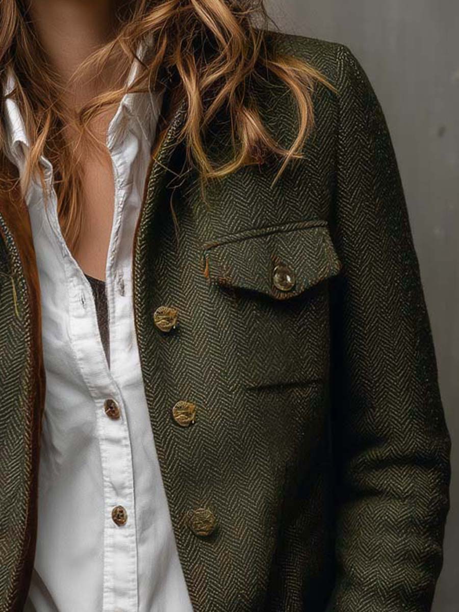 Blazer Vintage Chevrons mit kontrastierenden Paspeln