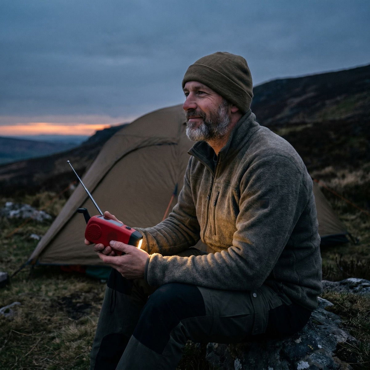 Notfall-Handkurbel-Radio - Solar- und USB-aufladbares Wetter-Radio mit Taschenlampe für Camping und Outdoor-Nutzung