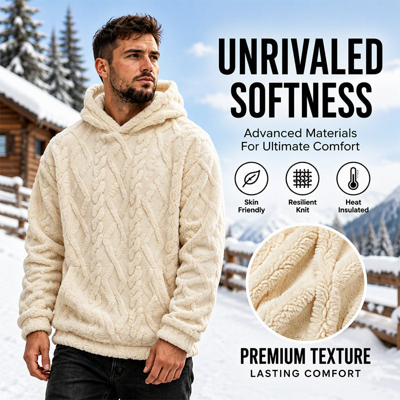 Herren Winter Gefütterter Lined Hoodie Jacquard Muster Langarm Pullover Sweatshirt für Casual Outdoor Wear