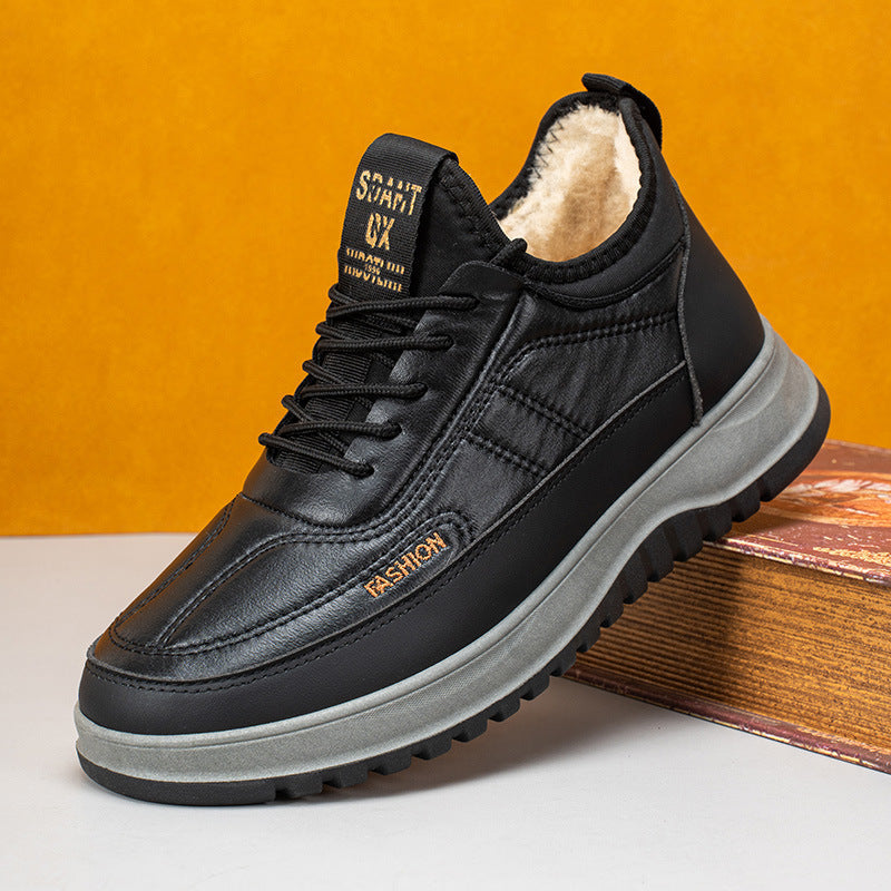 Herren Winter Sneakers aus echtem Leder, wasserdicht, mit weicher Sohle und Samt